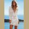 White Long Sleeve Knitted Tunic Beachwear