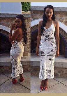 ‘Flora’ White Crochet Maxi Dress