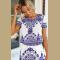 Digital printing vintage patterned dress