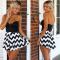Sexy black and white strapless zigzag accent cocktail dress