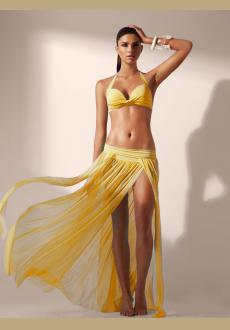 Yellow Elegant Mesh Maxi Skirt Cool Beachwear