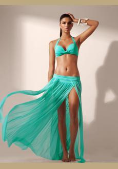Green Elegant Mesh Maxi Skirt Cool Beachwear