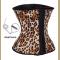Women's Leopard Print Under Bustier Latex Steel Boned Waist Trainer Corset