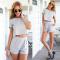 Short Sleeve Crop Top With Slim Shorts