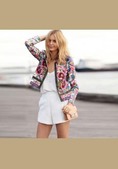 Fashion Womens Ladies Print Slim Casual Summer Blazer Suit Jacket Coat Outwear