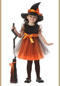 Girls Orange Charmed Witch Costume 
