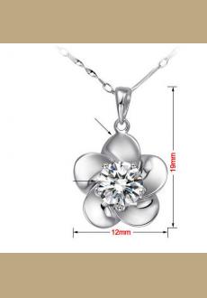 SS11010-1 Sterling Silver necklace with  Hearts and Arrows Pendant