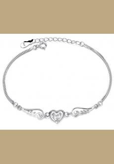 SS11036-2 S925 sterling silver angel wings lovers bracelet 