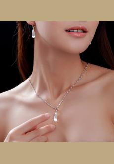 SS11043-1 S925 sterling silver drop tears stone necklace