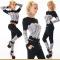 Stylish Round Neck Long Sleeve Lace Spliced TShirt MidWaisted Pants Women's Twinset