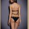 Attractive Halter Alloy Chain Spliced Cut Out Bikini Set For Women