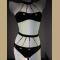 Attractive Halter Alloy Chain Spliced Cut Out Bikini Set For Women