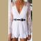 Fashion women white lace jumpsuits summer style v neck perspective sexy romper batwing sleeve floral knitting casual jum