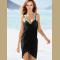 Mullsan womens swimsuit Cover Up and Spaghetti Strap Beach Dress(Black)