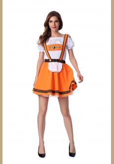Orange Beer Girl Sexy Maid Costume