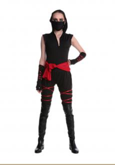 Black Warrior Costume Sexy Women Halloween Mouth-Muffle  Top  Pants  Gloves  Belt