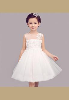 Girl Flower Lace tutu Dress princess Wedding Party dress White Gown Bridesmaid Tulle Skirt