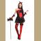 black and red quee heart zombie costume,it comes with headwear,dress,gloves.the legwarmer is not include.