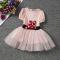 children Minnie bow belt short sleeve princess dress Girl Sequins Birthday Tutus Dress