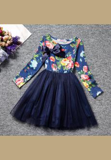 Korean style children s dress spring girls dress floral long sleeved princess skirt