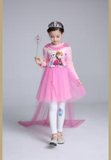 Girls dress long sleeve the new pink princess skirt  summer velvet thickening princess skirt wholesale