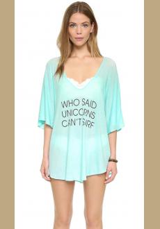 Light Blue Cheeky Letter Print Summer Cover up