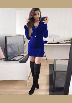 Womens Long Sleeve Knitwear Bodycon Cocktail Evening Party Sweater Mini Dress
