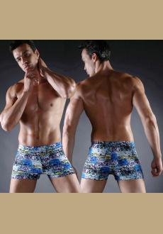 Men Plus Size Swimwear Print Swimming Trunks Fashion Men Swim Bathing Swimsuit Polyester Beachwear Briefs