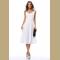 ELEGANT SLEEVELESS WHITE FIT AND FLARED GOING OUT MIDI DRESS