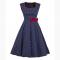 Blue White Polka Dot With Red Bow Sleeveless Tank Dress Ball Gown