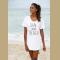 Cotton Letter Print T shirt Beach Bikini Cover Up 