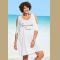 Summer Time White Cold Shoulder Casual Shirt Dress