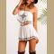 White top with open shoulders and shorts fashionable set