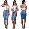 summer new sets of head chens harness shirt  wash holes tight package hip hip skirt suit 