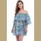 Women Summer Sexy Lovely Floral Print Strapless Off the shoulder Lace up Loose A line Halter Long Sleeve Beach Cover Up 