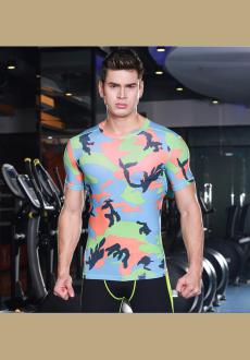 Camouflage Men s Short Sleeve Compression T Shirts Athletic Skin Tops Fitness Gym T shirt
