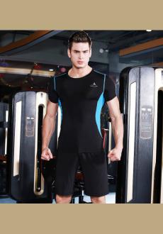 Men s Compression Sets Running Cycling Fast drying Short Sleeve Under Shirt & Shorts Set