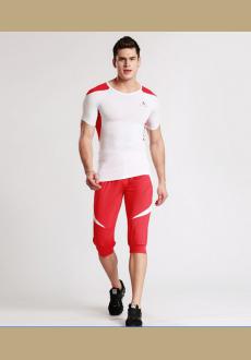 Mens Sports Compression Skin Tights Short Sleeve Top & Pants Set