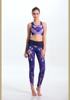 Women s Yoga Gym Outfits 2pcs Digital Printed Bra Top and Leggings
