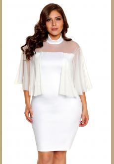 White Plus Size Semi sheer Dress