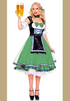 Green & Black Oktoberfest Beer Girl Costume Set 