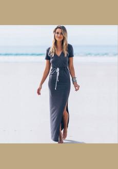 Women's Sexy V Neck Casual Beach Club Maxi Dresses Summer Party Long Dress