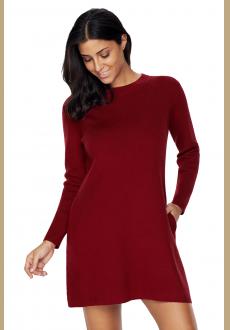 Wine High Neck Long Sleeve Knit Sweater Dress