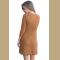 Brown Cable Knit Fitted  Sleeve Sweater Dress