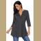 Charcoal Cable Knit Button Neck Swingy Tunic