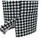 Charming Black and White Mixed Fabric Jewel Neck Houndstooth Printed Spliced Bodycon Midi Dress For Women