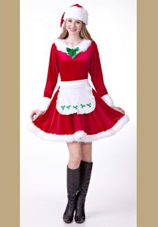Sexy Women Santa Costume Adult Cosplay Christmas Costume Cute Girl Christmas Party Fantasy Dress Up White Hat  Gown