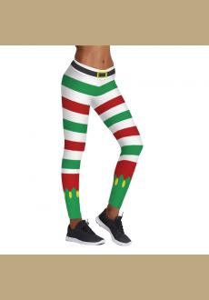 Women's Stripe Tights Workout Stretchy Pants Chritsmas Printed Leggings