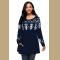 Navy A-line Casual Fit Christmas Fashion Sweater