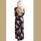 Black Floral Surplice Long Sleeve Maxi Boho Dress